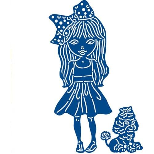 Metal Cutting Dies Girl With Dog die cuts For DIY Scrapbooking Photo Album Decorative Embossing Paper Cards Craft Die Cut 2020