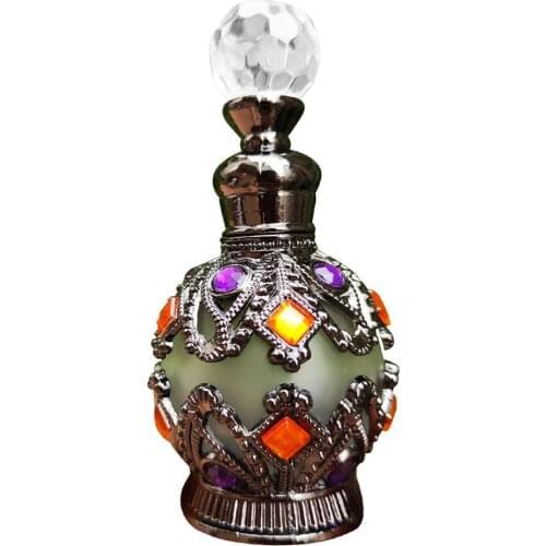 15ml Vintage Aromatherapy Essential Oil Perfume Empty Bottle Container Gift Artificial Multicolor Stone Refillable Bottle