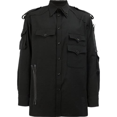 Fashionable mens shirt loose military style tailored style. S-6XL