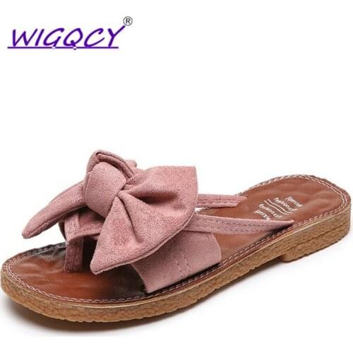 Fashion Bow slippers women 2019 new summer shoes woman Beef Tendon Bottom Pregnant Non-slip Comfortable Beach ladies shoes