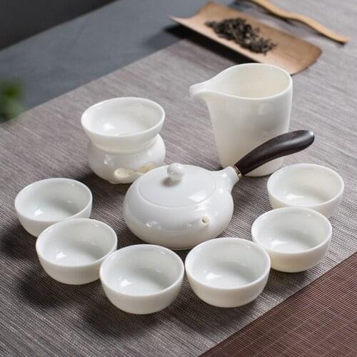 New Arrival Dehua China white porcelain tea gift box set Chinese Kung Fu tea gift Ceramic teaware sets Free Shipping