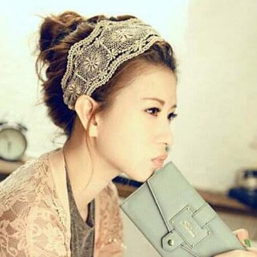 New Arrivals Womens Girls Lace Headband Retro Hair Band Wide Headwraps Hair Accessories Women Fashion Free