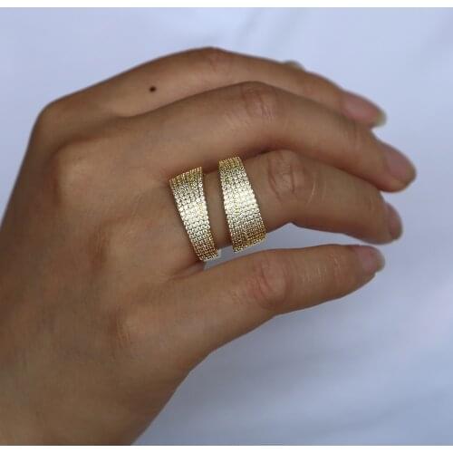 White Zircon Gold Color Engagement Rings wedding Rings Party Rings high quality micro pave CZ iced out bling finger jewelry