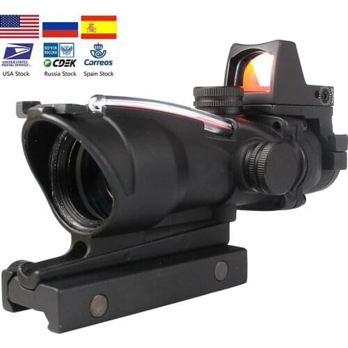 4X32 Hunting Riflescope Real Fiber Optics Grenn Red Dot Illuminated Etched Reticle Tactical Optical Sight Rifle Scope