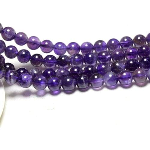 Wholesale 4/ 6 /8 /10/ 12 mm Round Natural Amethysts Purple Stone Beads For Jewelry Making DIY Bracelet Necklace Strand 15