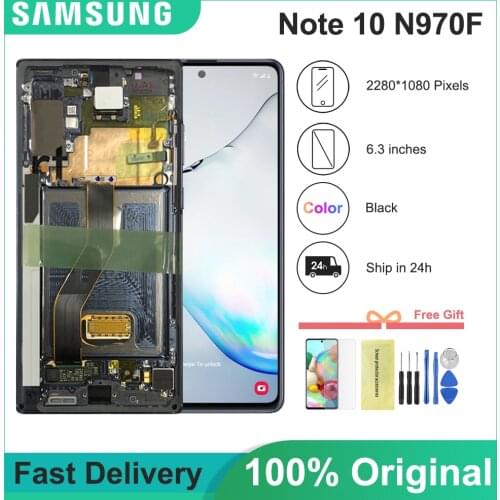 ORIGINAL 6.3'' LCD For SAMSUNG Galaxy Note 10 N970F N9700 With Frame Display Touch Screen Digitizer For Note10 LCD N970 N9700/DS