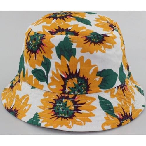 Printed Sunflower Bucket Hat Caps New Fisherman Panama Hats Thunderbolt Sun Hats Casual Unisex Cotton Fashion Caps