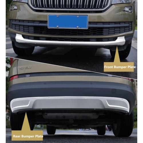 For SKODA KODIAQ 2017 2018 2019 Front+Rear Bumper Diffuser Guard skid plate High Quality Stainless Steel Car Accessorie