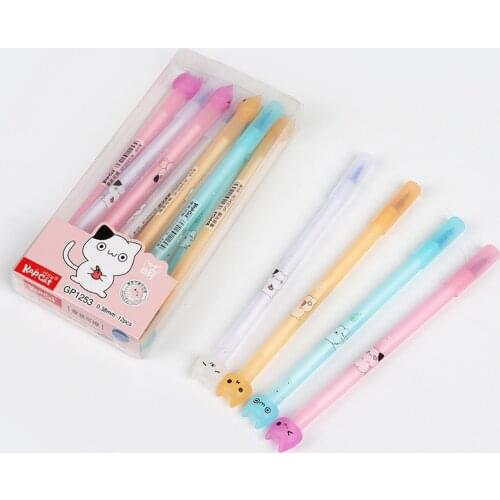 4pcs/set Cute cat Pen Erasable Washable Handle Erasable PenBlue Black Ink Pens for School Writing Supply Office Stationery