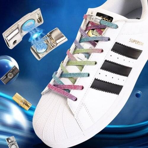 1Set Daisy Magnetic Buckle Shoelaces Elastic Shoe Laces No Tie Shoe laces Outdoor Unisex Sneakers Lazy laces Safety Quick Lock