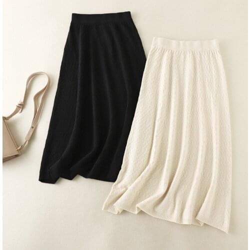 SINGREINY Women Korean Knitted Skirt High Waist A-line Solid Casual Skirts 2021 Autumn Winter Elegant Warm Long Sweater Skirts