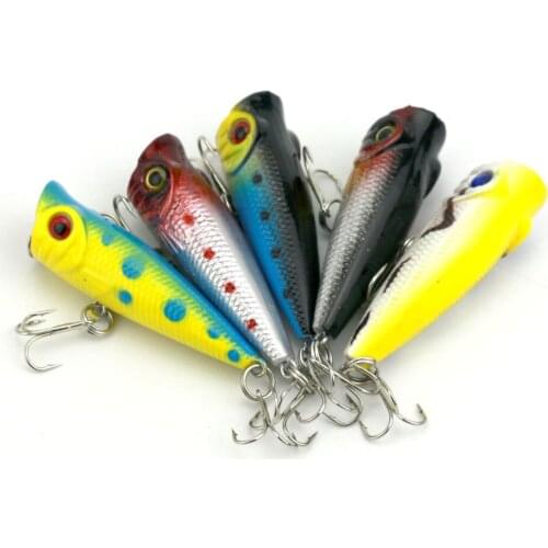 Top water 5CM 4.9G 10pcs Popper float 8#hook fishing Lures plastic leurre peche brochet fishing baits pike pesca fishing tackles