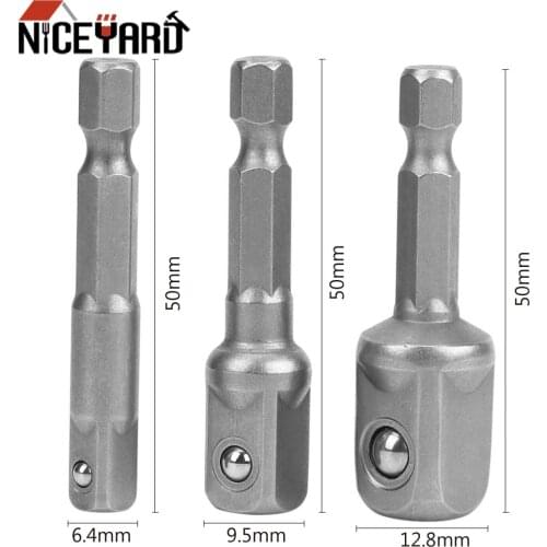 3Pcs/Set Extension Bar Electric Screwdriver Sleeve Connecting Rod Hexagonal Shank Square Head Socket 1/4 Electric Screwdriver
