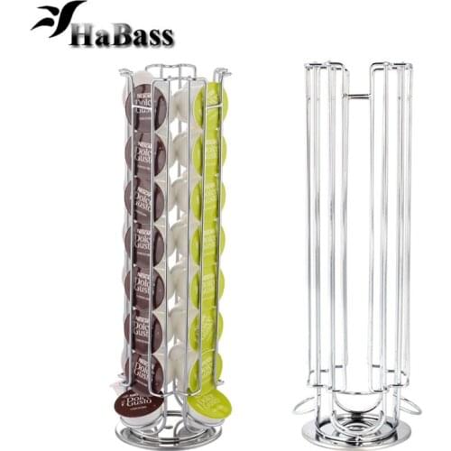 High quanlity Solutions Revolving Rotating 32 Capsule Coffee Pod Holder Tower Stand Rack For Dolce Gusto