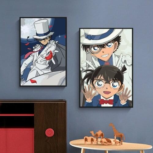 WTQ Classic Anime Detective Conan Poster Retro Poster Canvas Painting Anime Posters Wall Decor Wall Art Picture Home Decorr