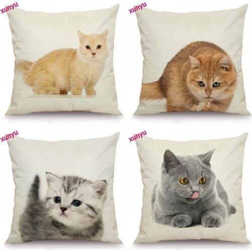 XUNYU Cat Cushion Cover Animal Pillow Case Decorative Throw Pillow Cover for Home Sofa 45x45cm BT021