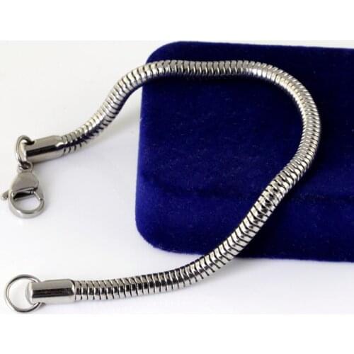 Factory price 10pcs Lot stainless steel round snake Chain Bracelet 3.2mm 7.5 inch for women fashion Jewelry