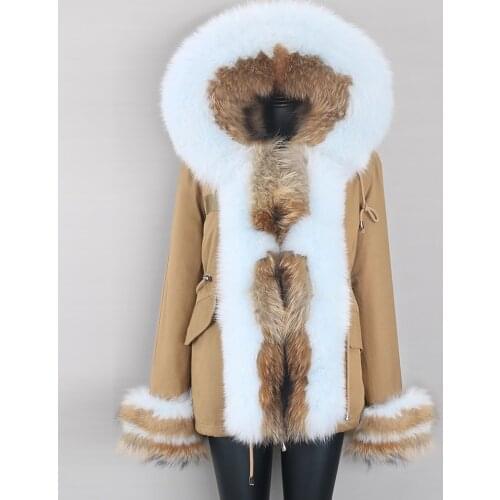 2021 New Winter Jacket Real Fur Parka Womens Fur Coat 7xl Fashion Natural Fox Fur Hood Casual Wear Waterproof Short Parka
