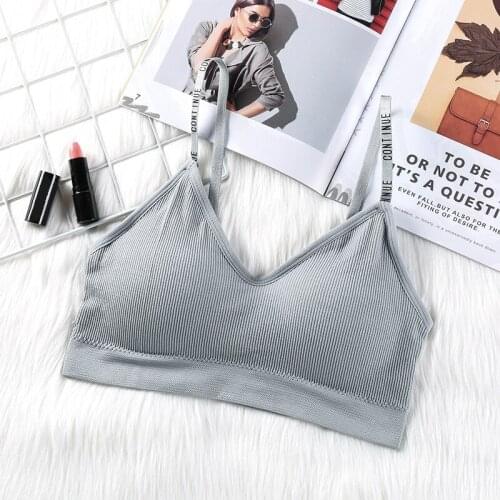 Women Wireless Padded Bras Sexy Gather Bras Underwear Letter Shoulder Strap Tube Tops