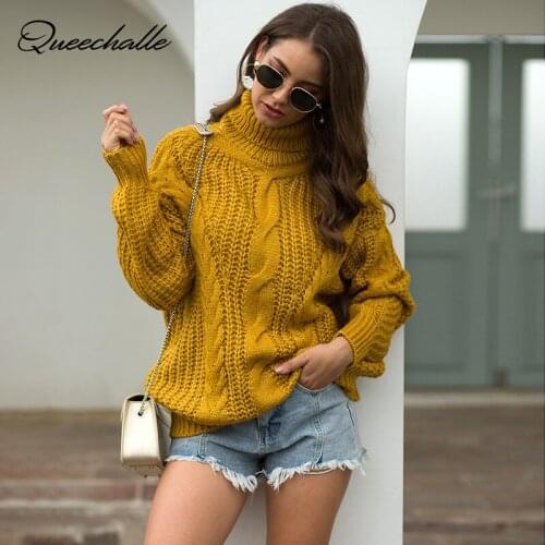 Long Sleeve Autumn Winter Sweater Women Yellow Warm Knitted Sweaters Pullover Jumper Fashion 2021 Turtleneck Sweater Female Tops