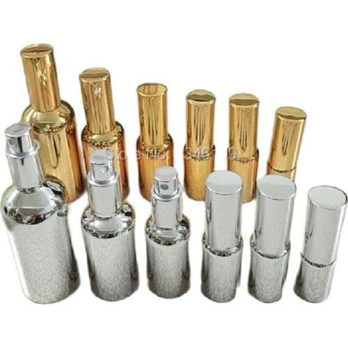 10ML 15ML 20ML 30ML Silver Glass Bottle Spray Pump Lotion Pump UV-plated Emulsion Lotion Bottle, Essential oil Bottle, 20pcs/Lot