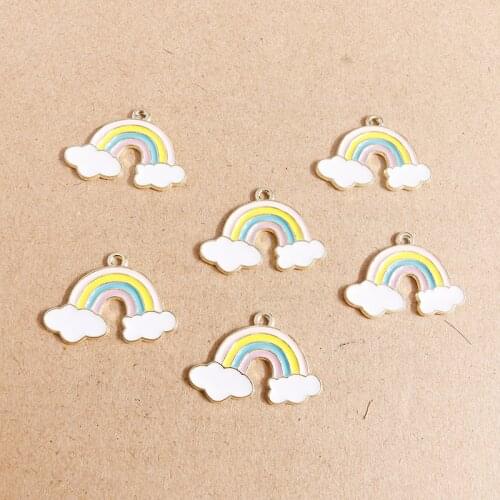10pcs 28*19mm Enamel Colorful Clouds Rainbow Charms for Jewelry Making DIY Earrings Pendants Necklaces Bracelet Crafts Accessory