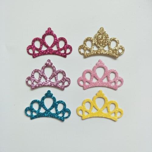 100pcs 3*2cm Mixed Glitter Leather Fabric Patches Crown Felt Applique for Craft/Clothes DIY Scrapbooking Accessories
