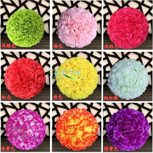 12pcs/Lot EMS Free shipping 30cm Multi-Colors kissing ball artificial silk rose flower ball wedding decoration