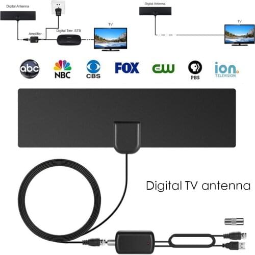 4K 28DB High Gain HD TV DTV Box Digital TV Antenna EU Plug 80 Miles Booster Active Indoor Aerial HD Flat Design TV Receivers