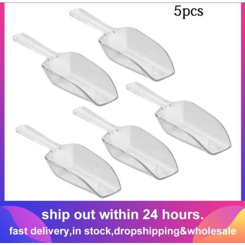 5pcs Mini Clear Plastic Ice Scoop Measuring Scoops for Weddings Candy Dessert Buffet Ice Cream Protein Powder