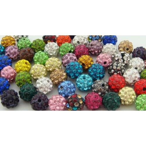 6mm 8mm 10mm 12mm 14mm 100 pcs/lot mixed Loose hr34 Bead Bracelet necklace Rhinestone disco ball handmade crystal