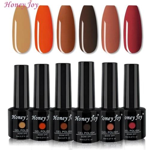 8ml/bottle 6 Fashion Colors Nude Brown Red Varnish Gel Nail Polish Kit Set Soak Off UV LED Gel Nail Lacquer Nail Manicure Gel-K