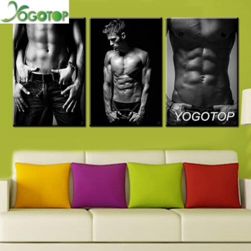 Diy Diamond Painting cross stitch 5D Full Drill mosaic diamond Embroidery Sexy Men muscle Wall Art Cross Stitch 3pcs/set ML992