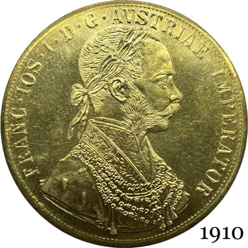 Austria Habsburg 1910 4 Ducats Franz Joseph I Austrian Emperor Double headed Austro Hungarian Eagle With Crown Gold Copy Coin