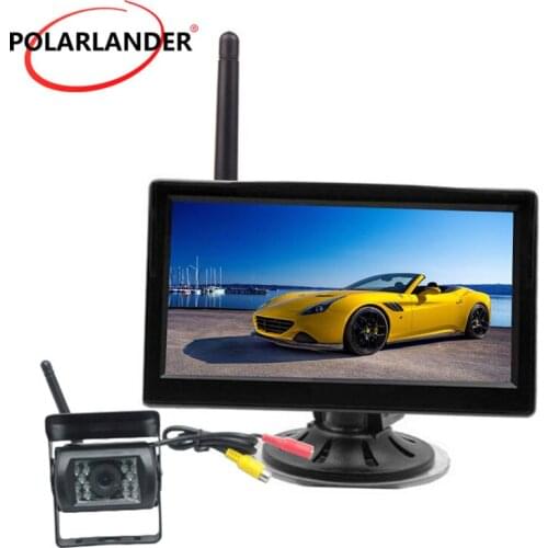 12 24V Car Truck 5 inch TFT LCD Wireless Monitor Built in Transmitter for Car Rear View Camera Parking KIT 2CH Video Input