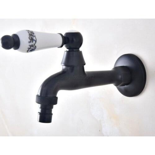 Black Oil Rubbed Bronze Ceramic handle Water Faucet Washing Machine Water Mouth Tap tav335