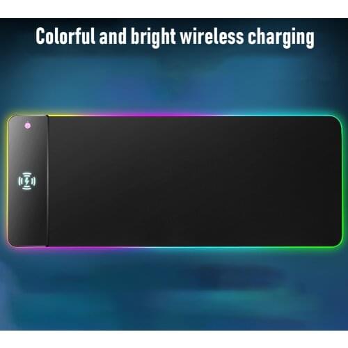 RGB Light Mouse Pad 15W Wireless Charging for Mobile Phone Desk-mat Keyboard Mat Colorful Surface Mousepad for Android IOS Phone