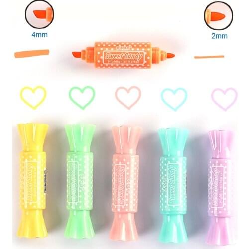 Candy Shaped Double end Mini Daylight Fluorescent ink Highlighter macron colors School Work, Office Tasks and Writing
