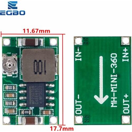 EGBO 1PCS Mini360 DC-DC Buck Converter Step Down Module 4.75V-23V to 1V-17V 17x11x3.8mm SG125-SZ