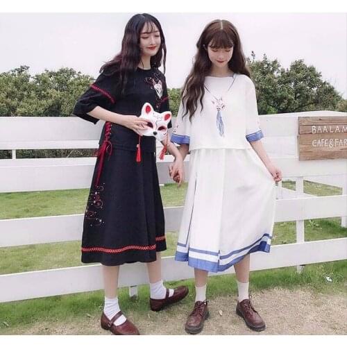 Summer Japan T-shirt Women Black White Tops Tee Clothes Harajuku T Shirts Girls 2019 Tshirt Streetwear Cute Cartoon T-shirts