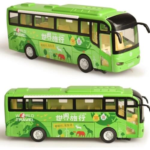 Simulation Tour Bus Alloy Car Model Children Acousto-optic Return Toy Cars with Light and Music Gift for Children Boys Toys