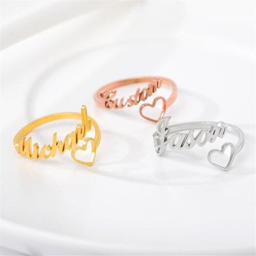 3UMeter Customized Name Ring Stainless Steel Opening Adjustable Letter Ring Personalized Women Jewelry Gift Dropshipping
