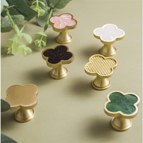 Creative Leaf Shaped Handle Brass Light Luxury Drawer Wardrobe Shoe Cabinet Cupboard Knob Pure Copper Gold Furniture Handles