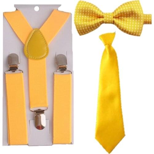 Hot Baby&kids Children Toddler Yellow Bowtie Ties Suspenders Set Classic Colorful Formal Party HHtr0007a08