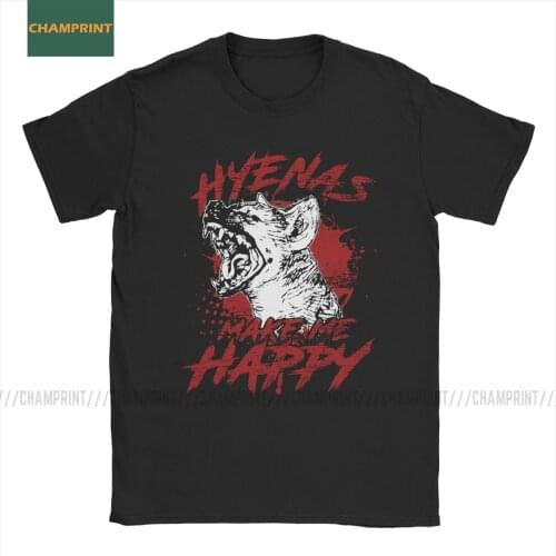 Hyena T-Shirts for Men Animal Africa Safari Wilderness Nature Furry Casual Cotton Tee Shirt Short Sleeve T Shirts Printed Tops