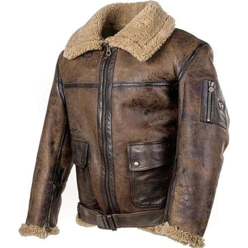 Mens Motorcycle PU Coat Fashion Winter Mens Leather Jacket Fur Collar Outerwear Male Clothing