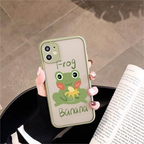 Mint green cute cartoon Funny The Frog Phone Case For iPhone XR XS MAX X 11 pro MAX 6S 7 6 8 Plus SE 2020 12 12mini Case Couple