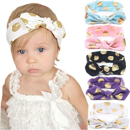 2017 New hot girl Headband shining polka dot knot tie headband headwrap Photo Prop stretchy Knot Girls Hair Accessories 10ps/lot