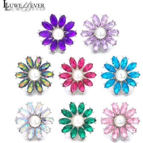 New Component w309 Flower Crystal 18mm Metal Snap Button For Bracelet Necklace Interchangeable Jewelry Women Accessorie Findings