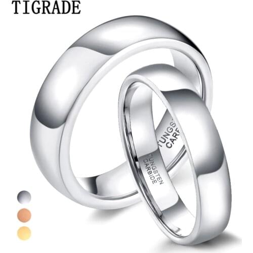 Tigrade Couple Ring for Men Women Tungsten Ring Classic Wedding Engagement Band Gold ,Rose Gold Color Special write date,name